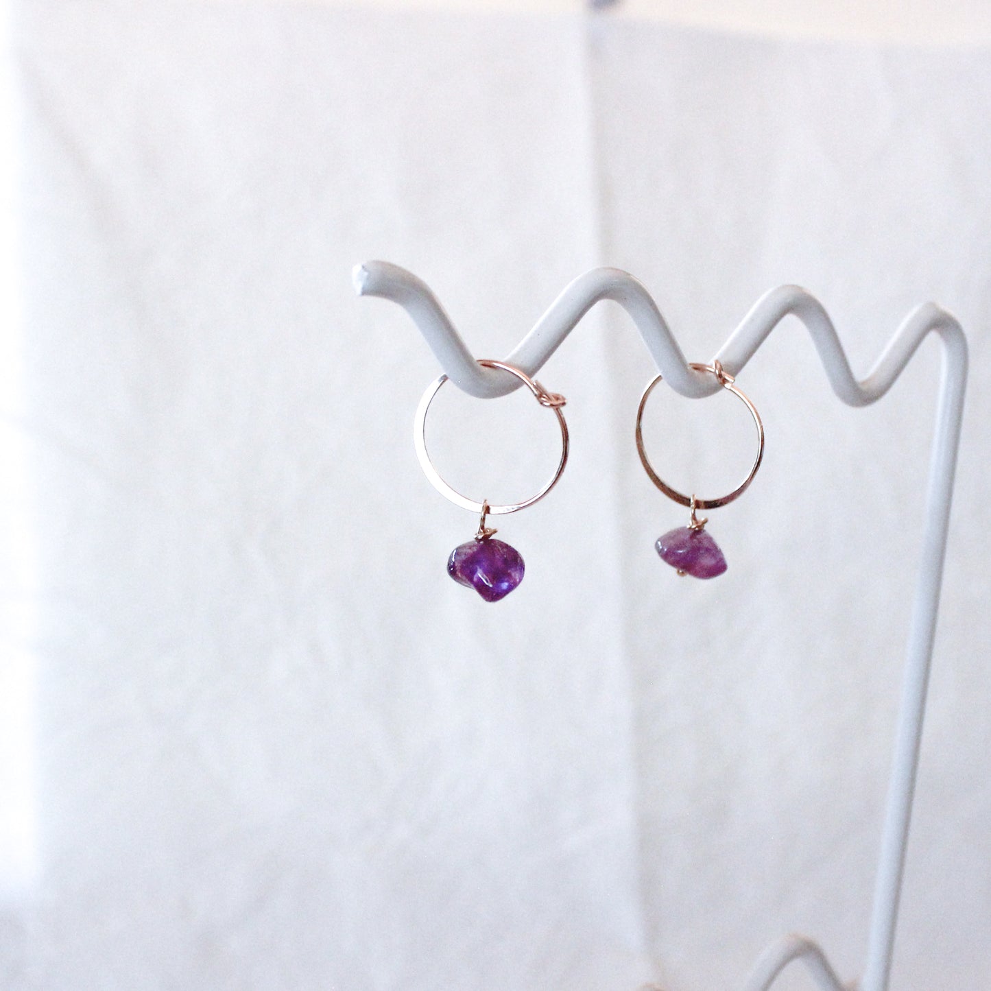 Amethyst • 14mm Hoops