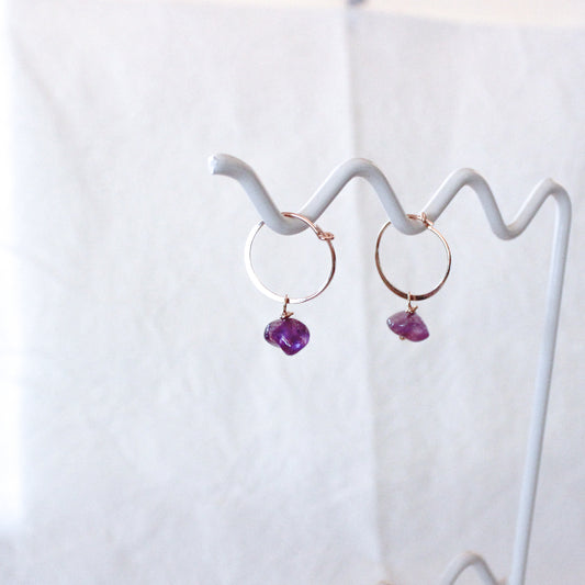 Amethyst • 14mm Hoops