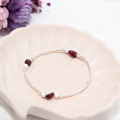 Garnet • Howlite • Sterling Silver Bracelet