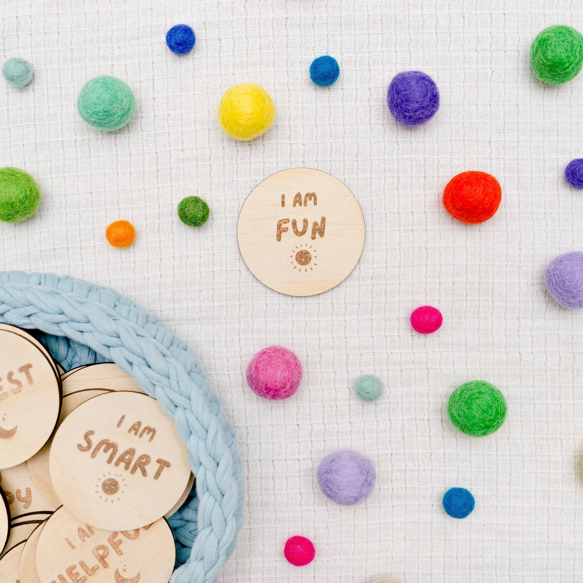 Children’s Wooden Affirmation Discs - Rae and Jayde -